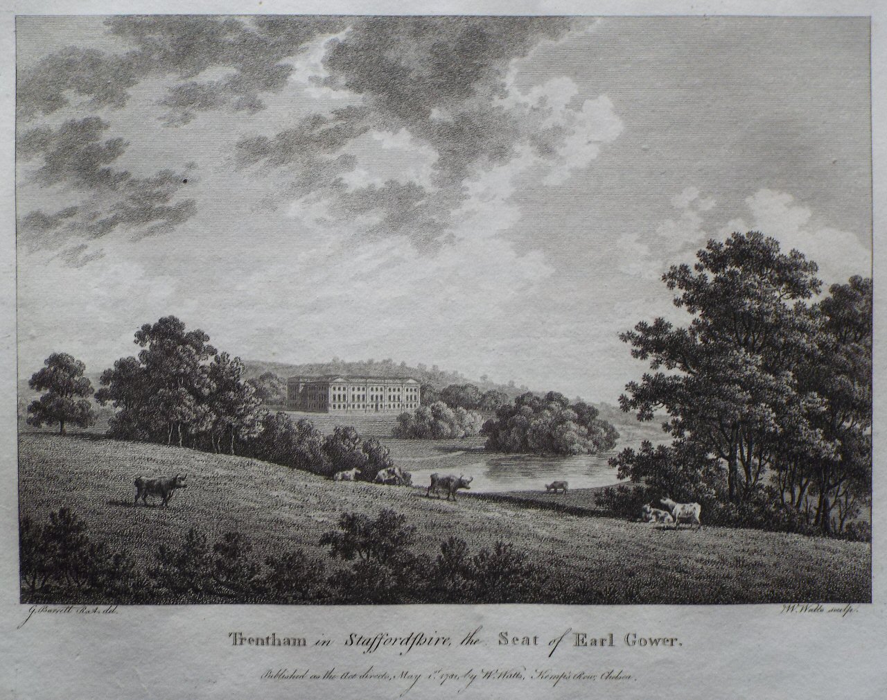 Print - Trentham in Staffordshire the Seat of Earl Gower. - Watts